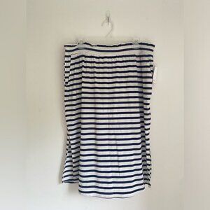 NWT 89th & Madison Navy/Cream Women's Striped Elastic Waist Midi Skirt Size XL